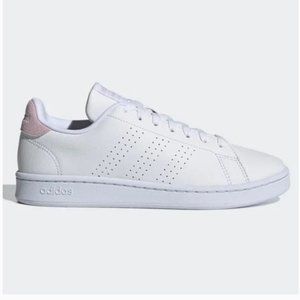 Adidas Advantage Tennis Shoe Sneaker- Size 8- White (Cloud White / Aero Pink)